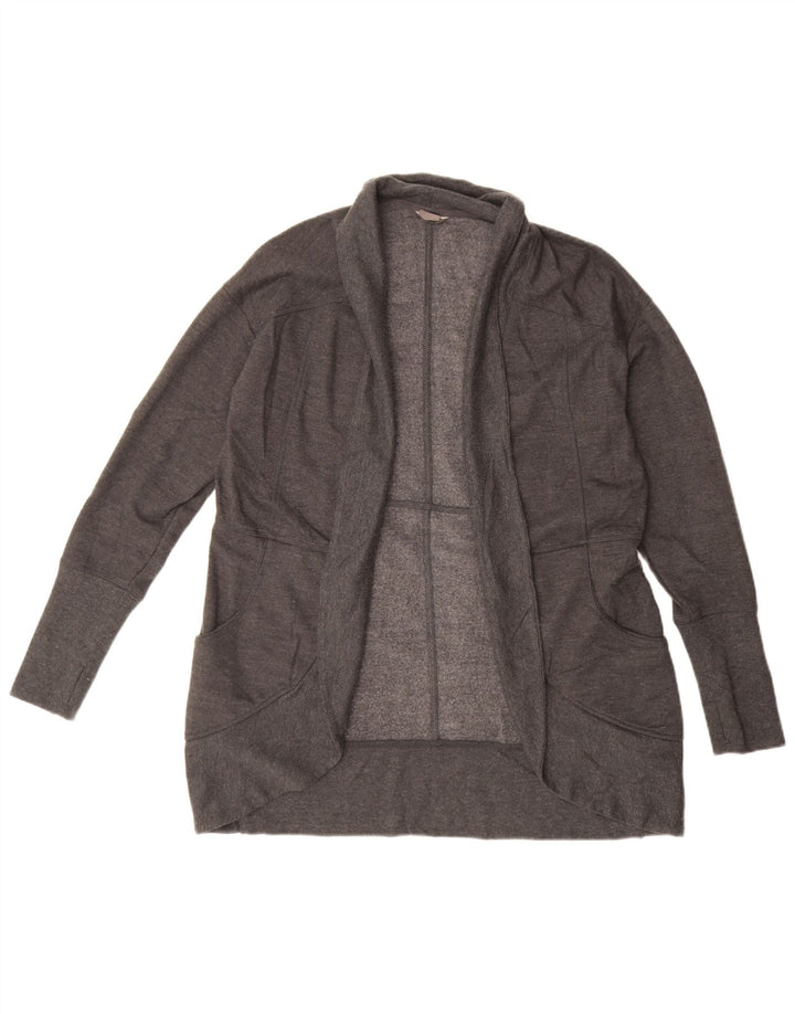 Eddie Bauer Dame Oversized Open Cardigan Sweater UK 10 Small Grey Bomuld