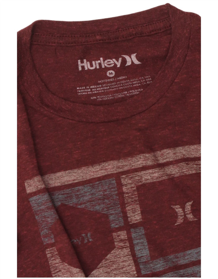 Hurley Herre grafisk T-shirt Top Medium Maroon Polyester