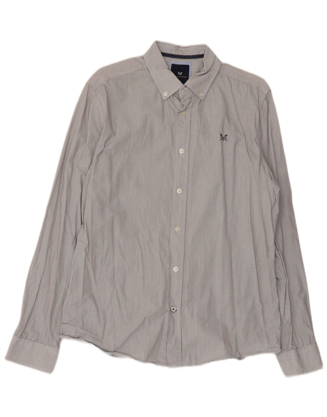 Besætningstøj Herre Slim Fit skjorte Medium Grey Nålestribet bomuld