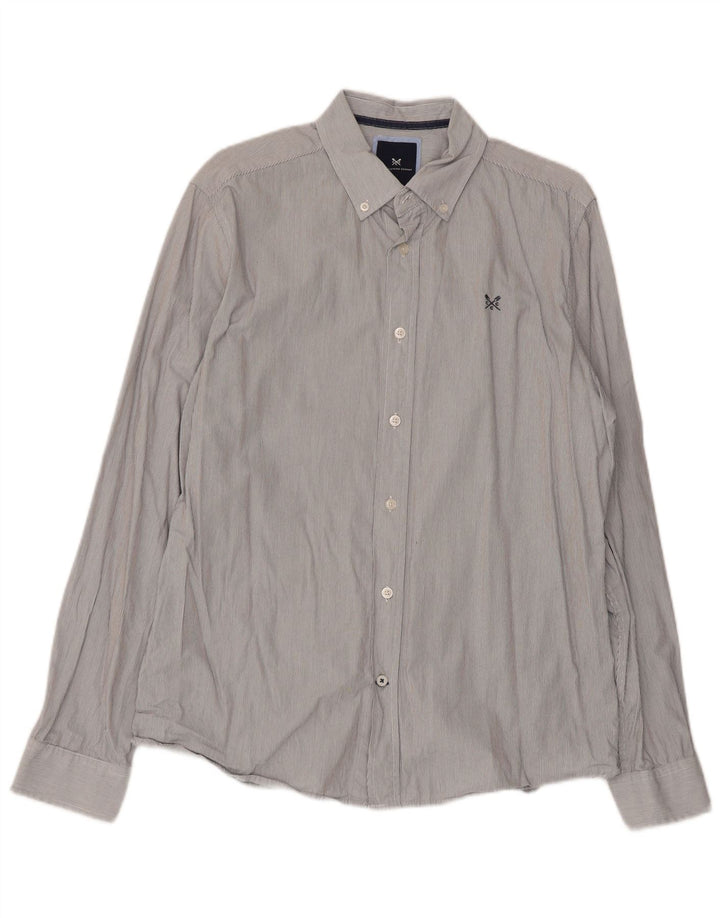 Besætningstøj Herre Slim Fit skjorte Medium Grey Nålestribet bomuld