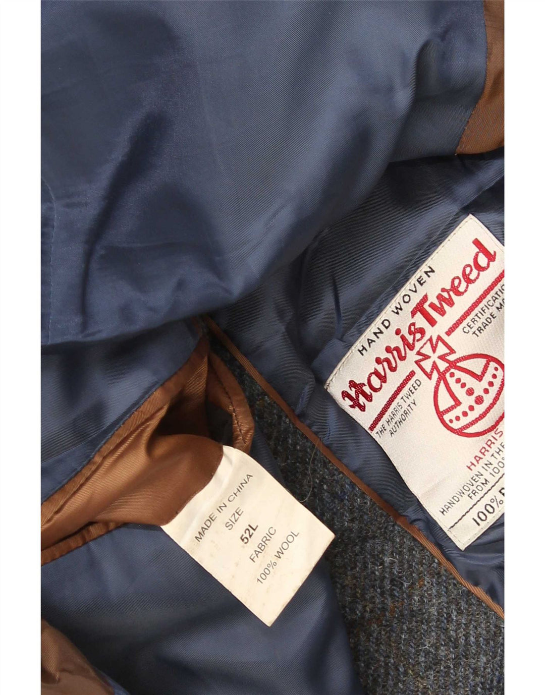 Harris Tweed Herre 2-knaps blazerjakke IT 52 XL Grå ternet uld