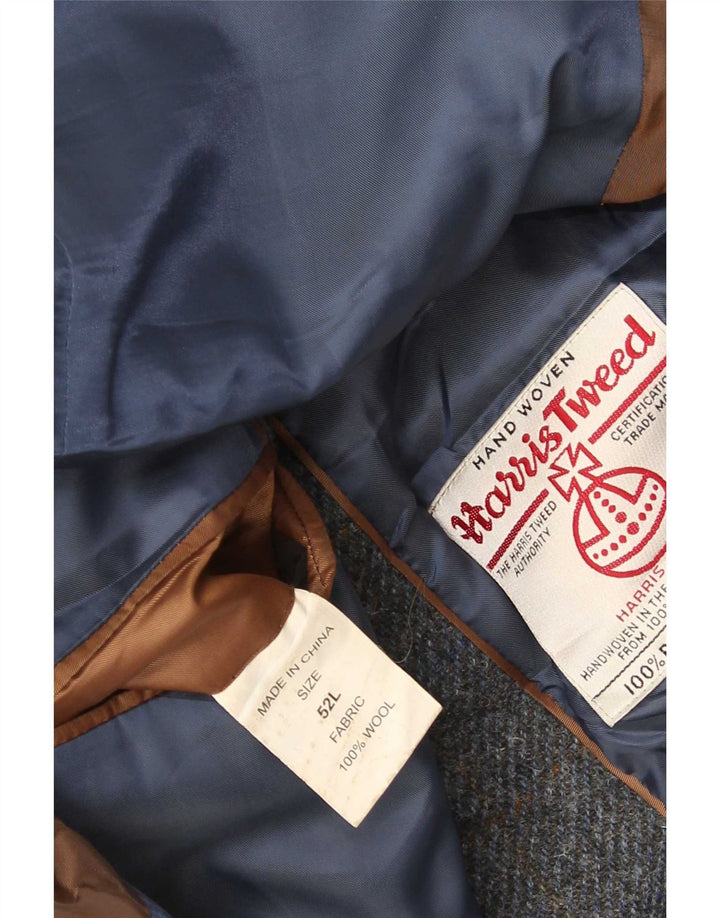 Harris Tweed Herre 2-knaps blazerjakke IT 52 XL Grå ternet uld