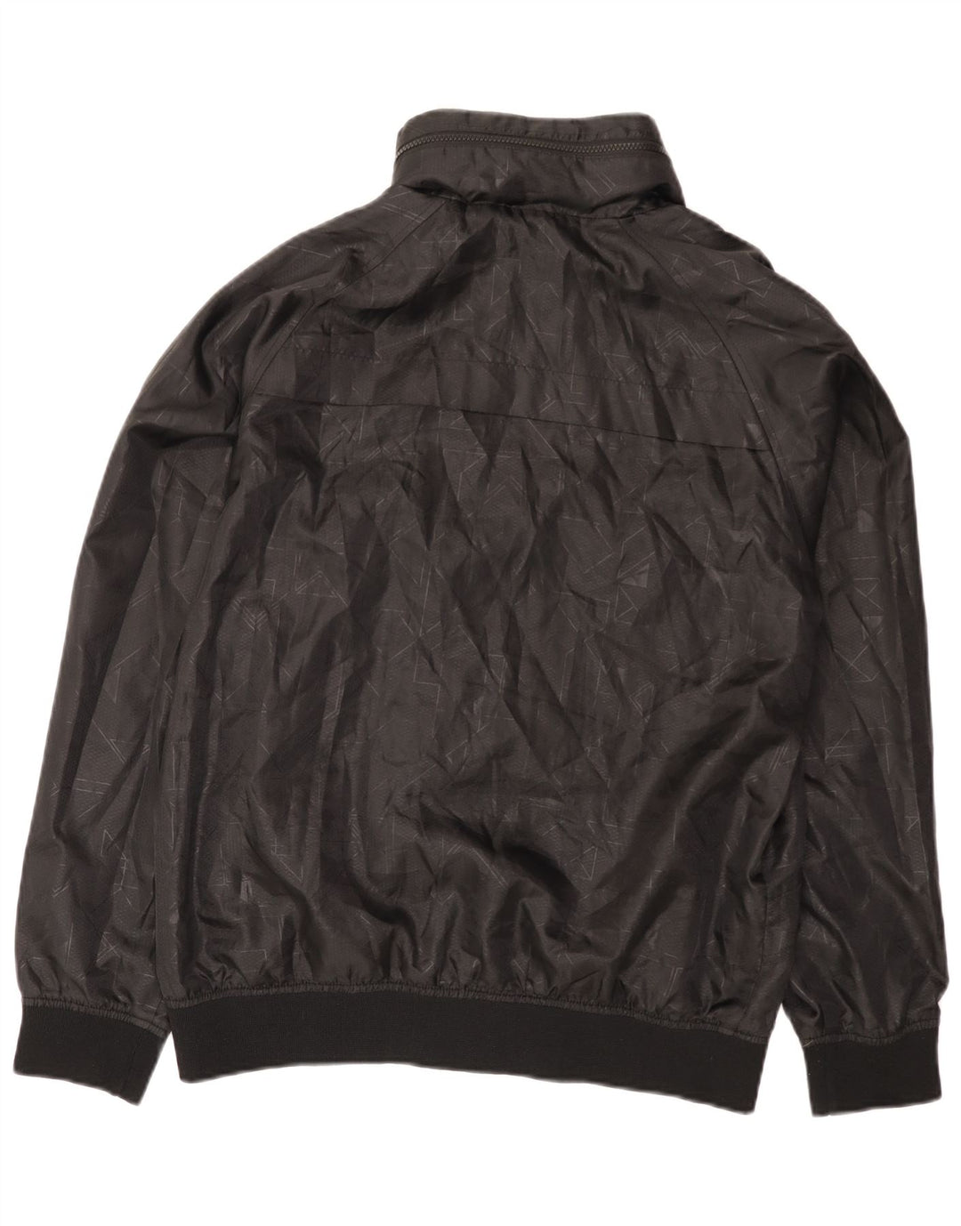 Vintage Herre grafisk hættebombejakke UK 42 XL Sort Geometrisk