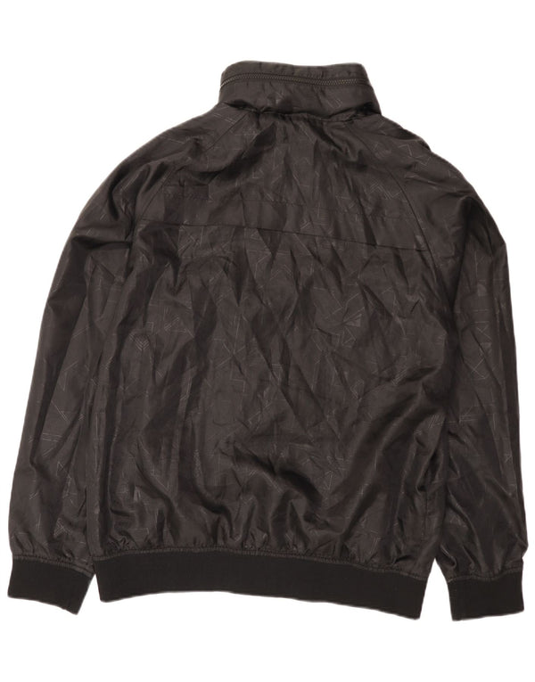 Vintage Herre grafisk hættebombejakke UK 42 XL Sort Geometrisk