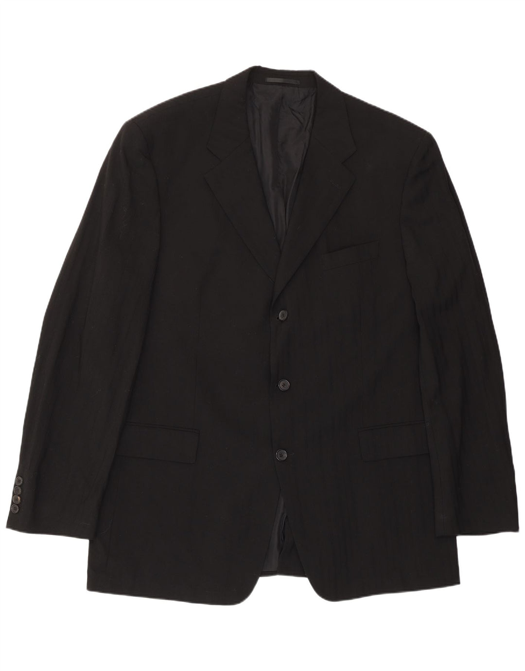 Hugo Boss Herre 3-knaps blazerjakke EU 56 3XL Sort Stribet Uld