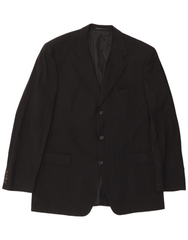 Hugo Boss Herre 3-knaps blazerjakke EU 56 3XL Sort Stribet Uld