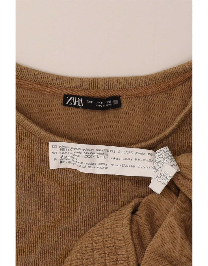 Zara Dame Oversized Top Langærmet UK 10 Lille brun polyester