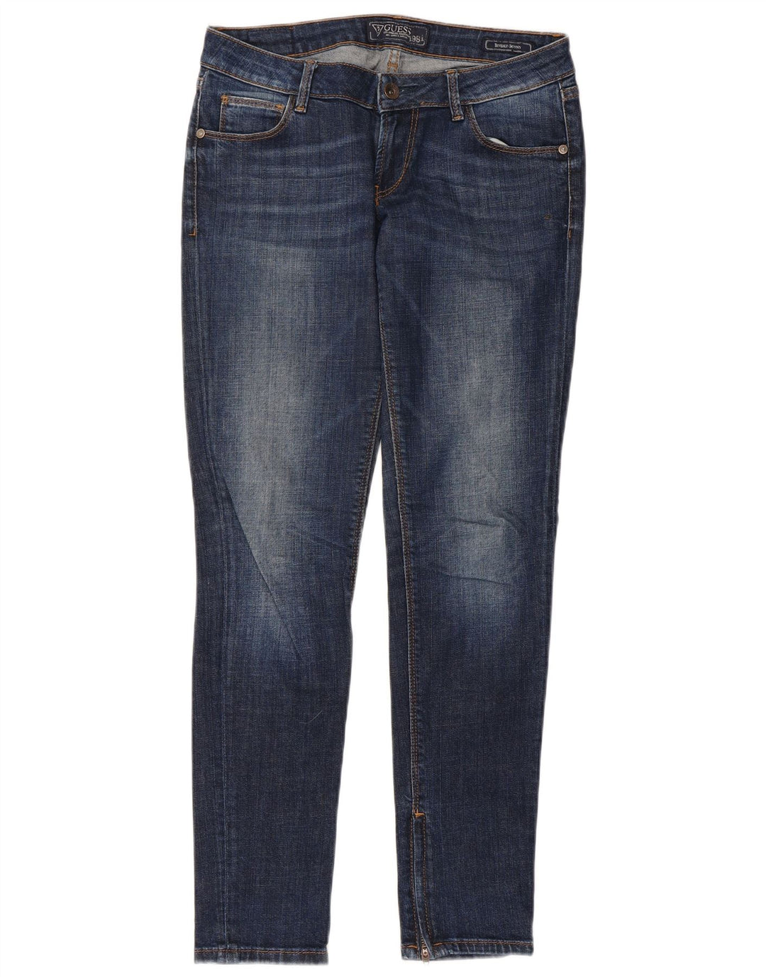 GUESS Dame Beverly Skinny Jeans W27 L29 Blå Bomuld