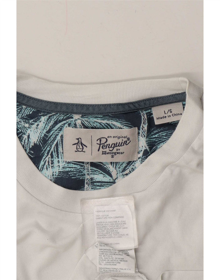 Penguin Herre T-Shirt Top Stor Hvid Bomuld