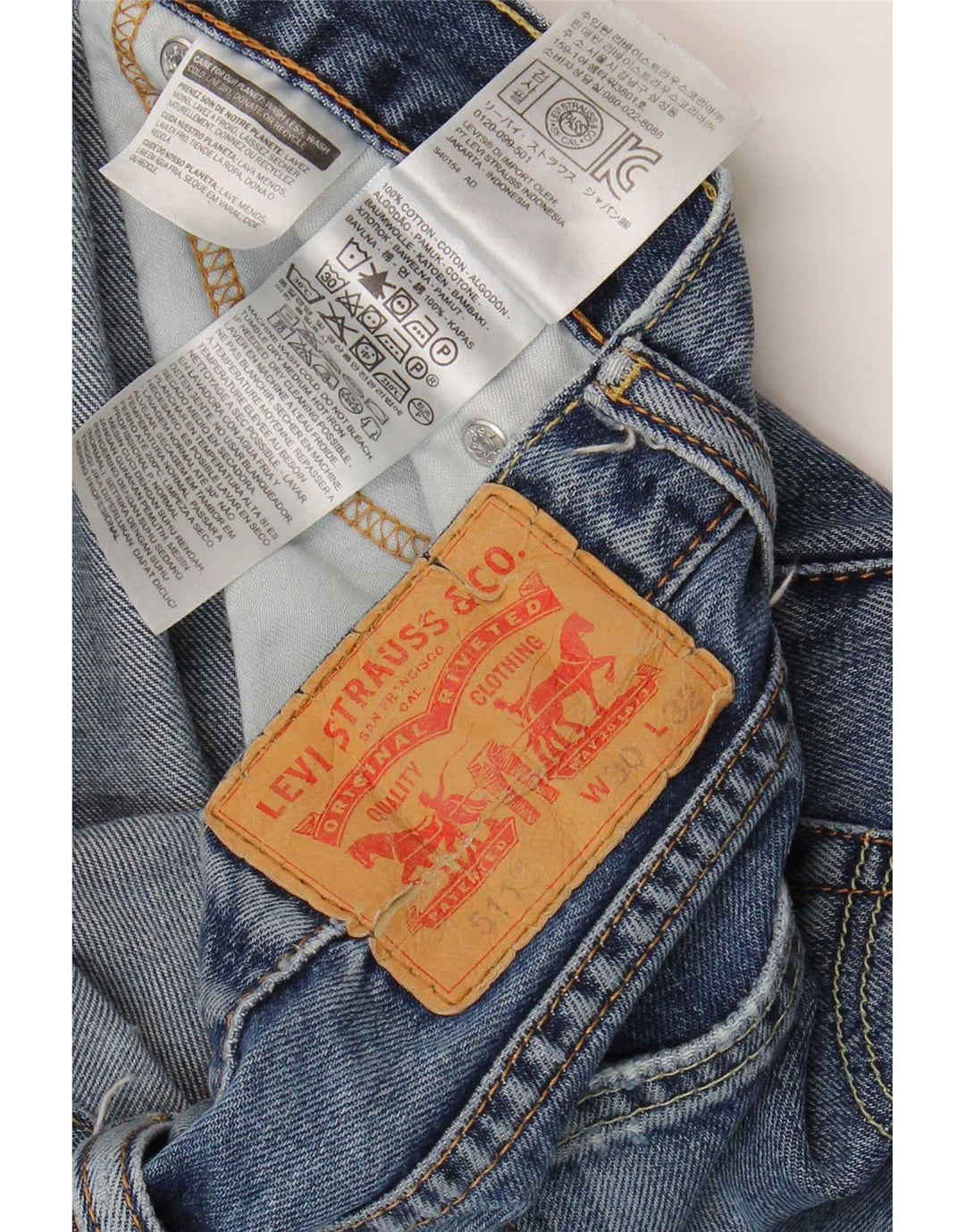 Levi's Womens 511 Distressed Slim Jeans W30 L28 Blå Bomuld
