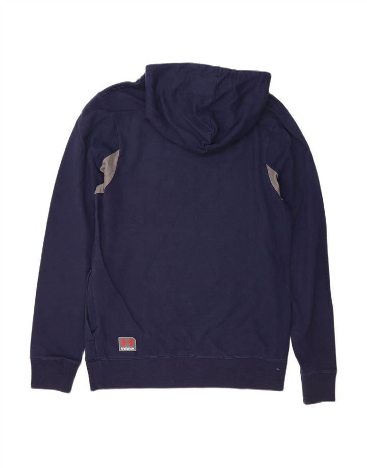 UNDER ARMOUR Mens Graphic Hoodie Jumper Medium Navy Blue Colourblock