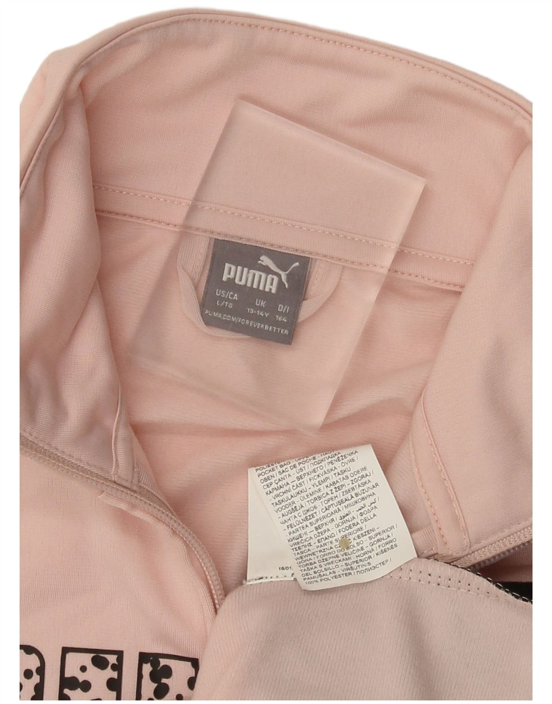 PUMA piger grafisk træningsdragt topjakke 13-14 år Pink Colourblock