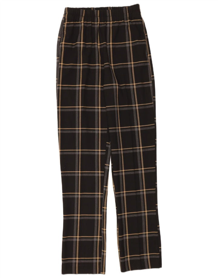 Zara Slim Chinobukser til kvinder XS W24 L34 Sort ternet polyester