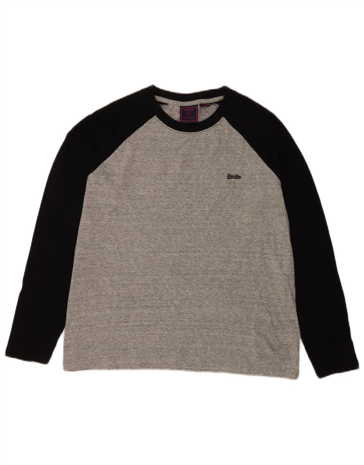 Superdry Dametop Langærmet UK 12 Mellemgrå Colourblock Bomuld