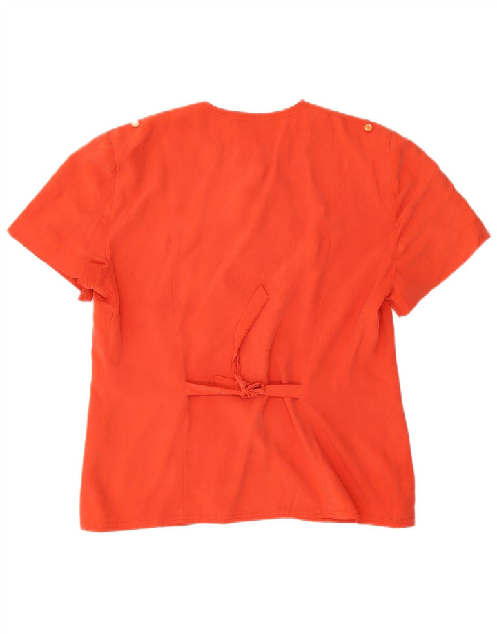 Vintage kortærmet skjortebluse til kvinder UK 14 Medium Orange