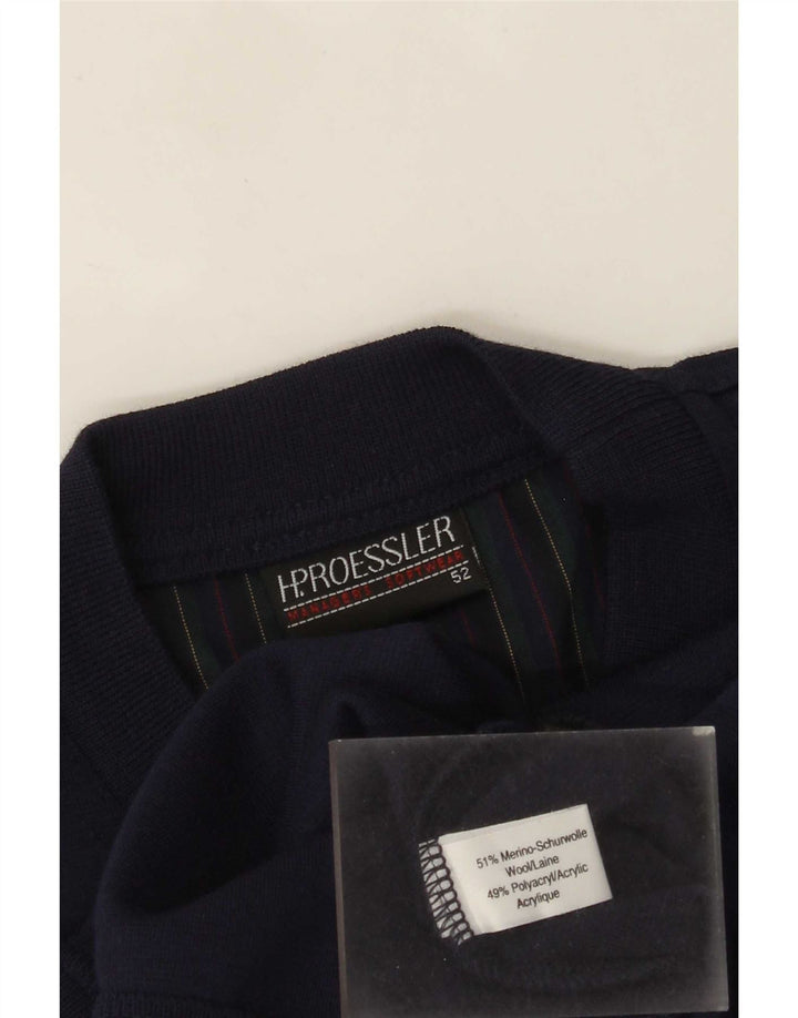 Vintage Herre Crew Neck Jumper Sweater EU 52 Large Navy Blue Polyacrylic