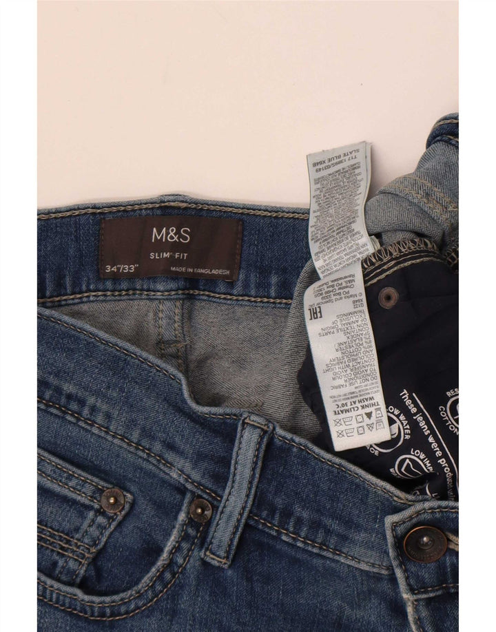 Marks & Spencer Herre Slim Jeans W34 L33 Blå Bomuld