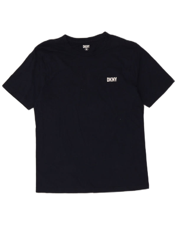 DKNY Herre T-Shirt Top Medium Marineblå Bomuld
