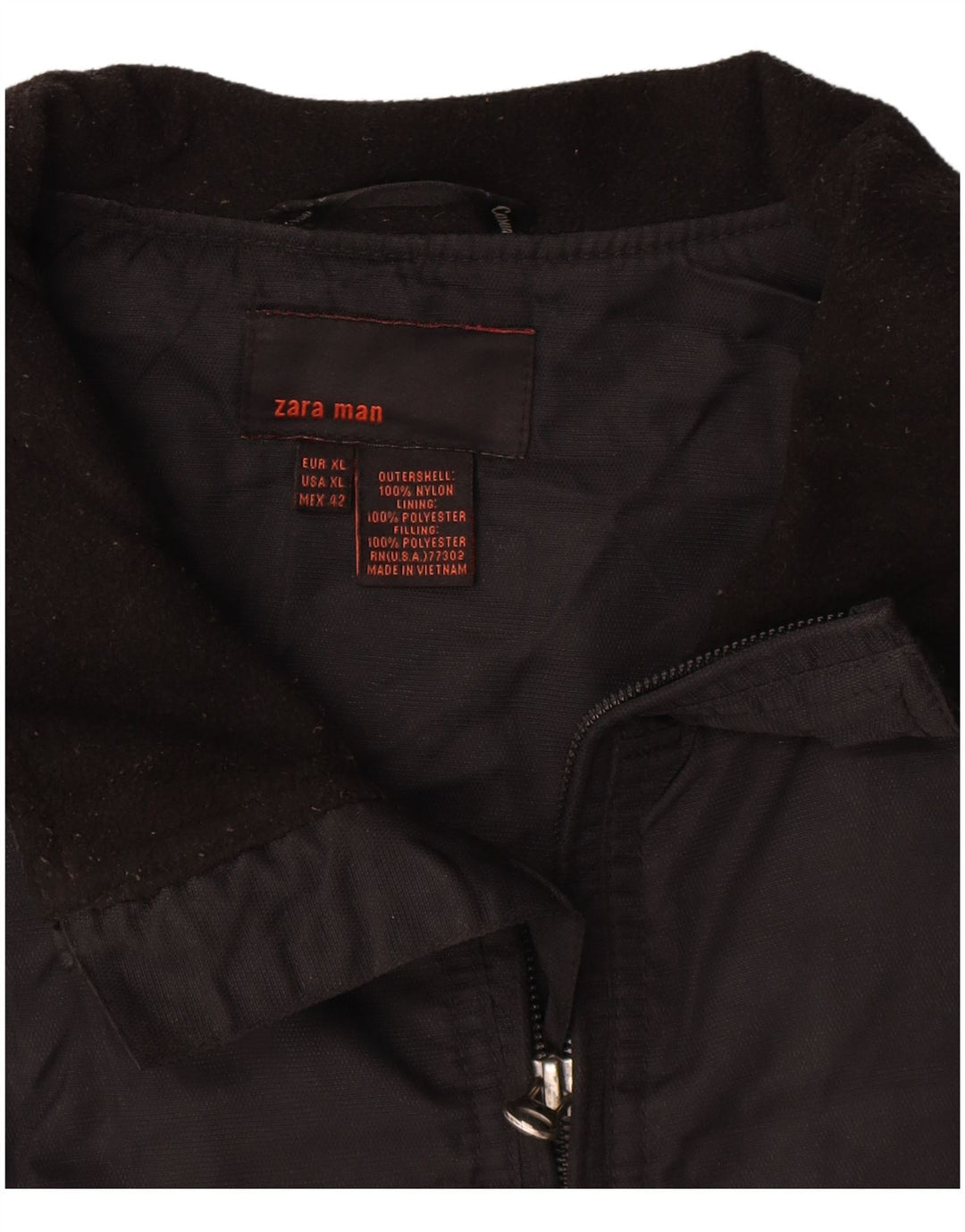 Zara Herre Bomber Jacket UK 42 XL Sort Nylon