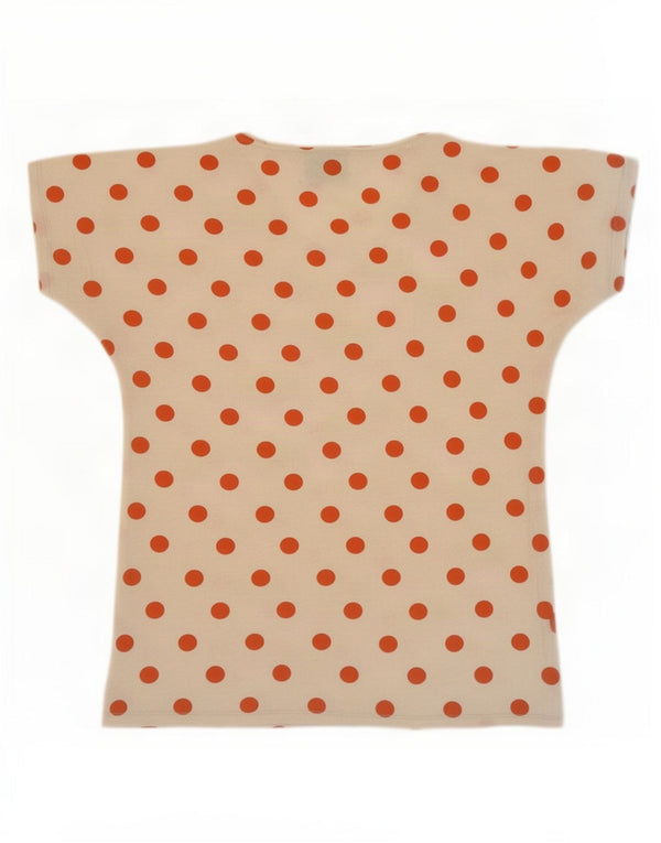 Zara Dame T-Shirt Top UK 12 Medium Off White Polka Dot