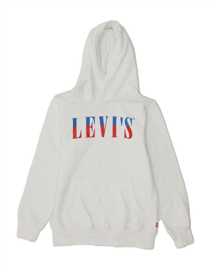 LEVI'S Boys Graphic Hoodie Jumper 9-10 Years White Cotton Vintage Levi's and Second-Hand Levi's from Messina Hembry 