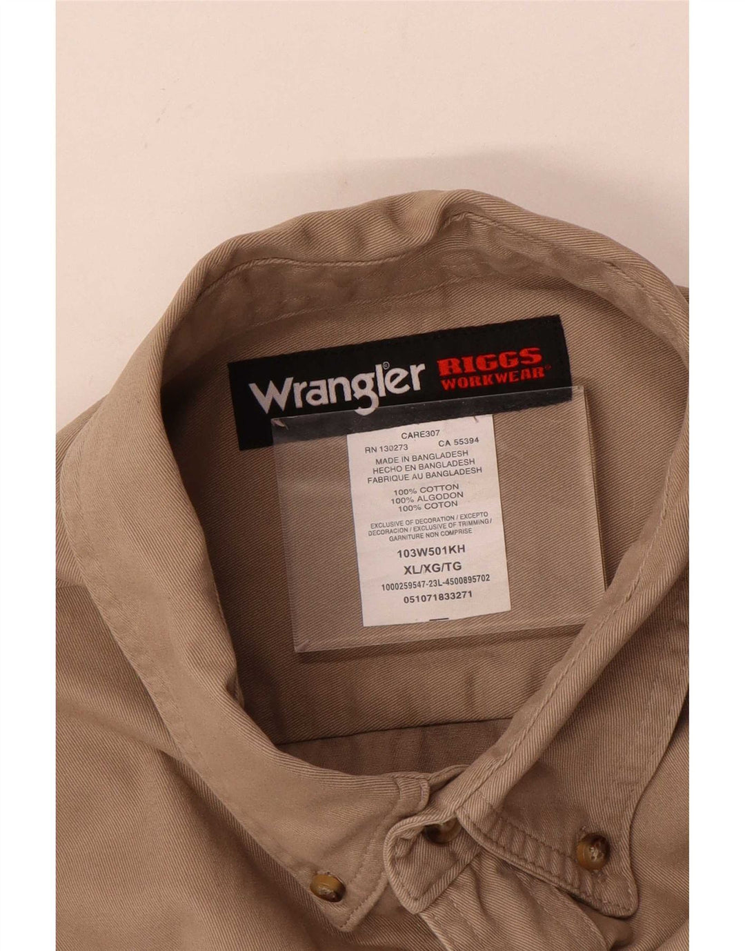 Wrangler herreskjorte XL brun bomuld