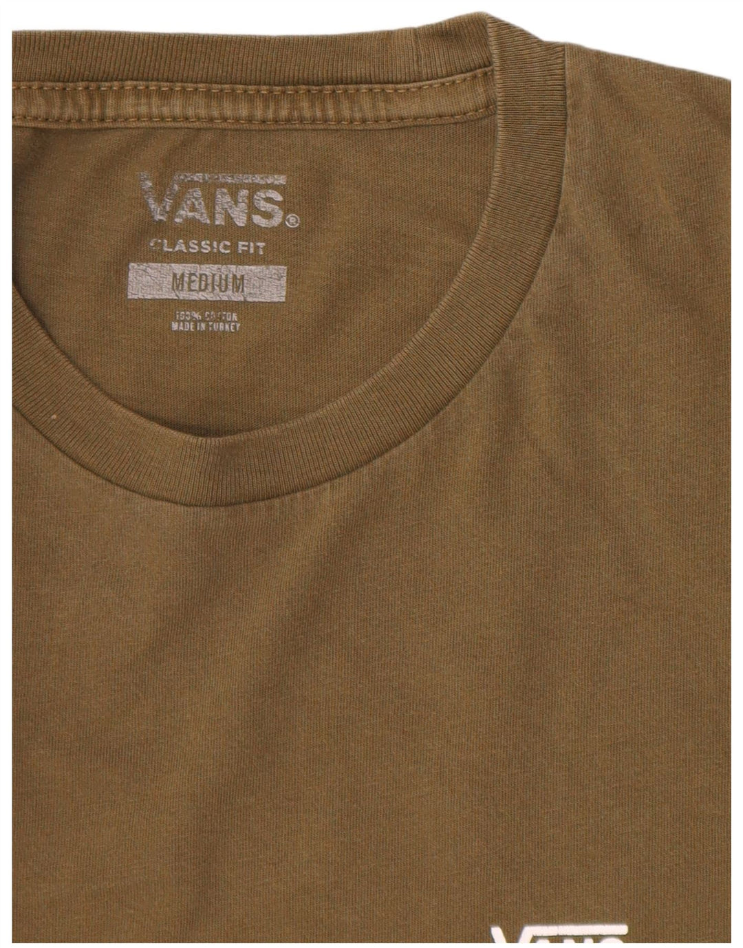 Vans Herre Classic Fit T-Shirt Top Medium Khaki Colourblock Bomuld