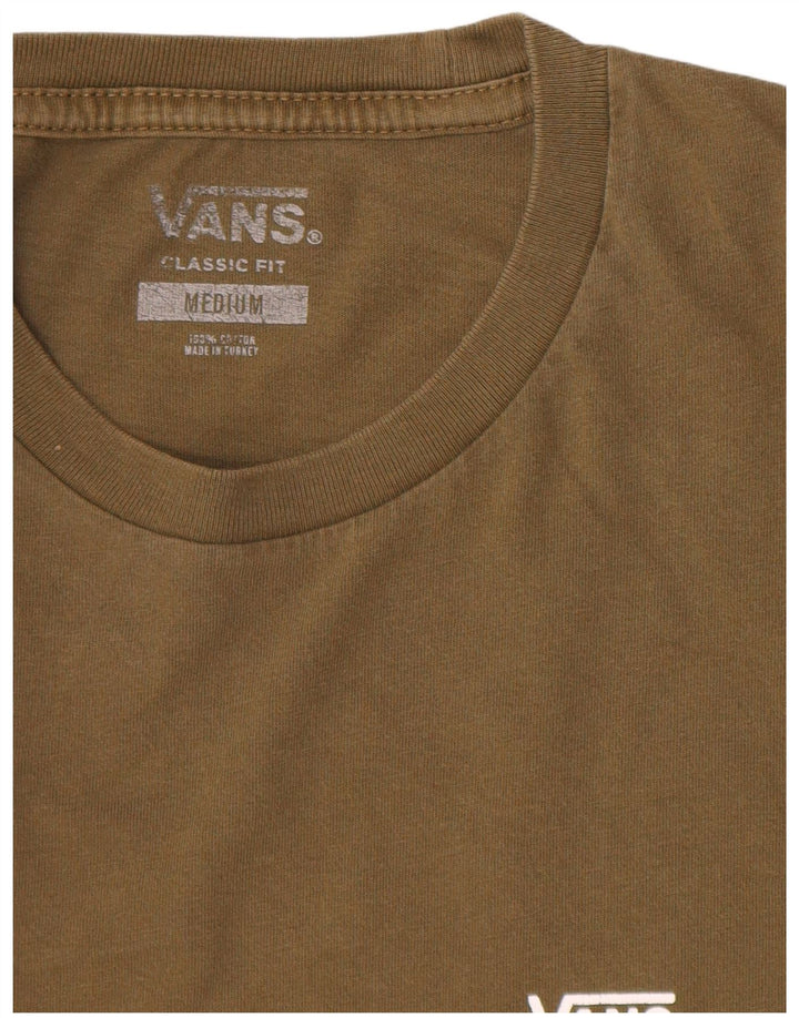 Vans Herre Classic Fit T-Shirt Top Medium Khaki Colourblock Bomuld