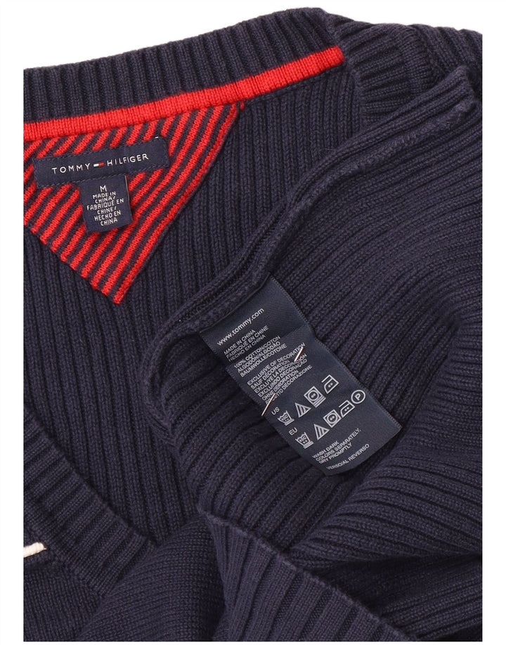 Tommy Hilfiger Dame V-hals sweater UK 12 Mellem marineblå bomuld