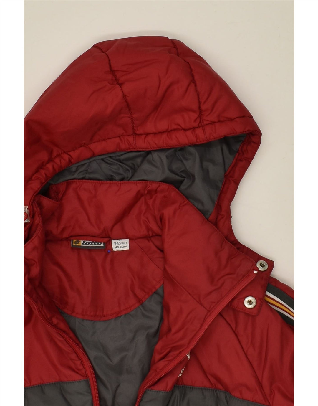 LOTTO Girls Hooded Padded Jacket 11-12 Years Medium Red Nylon | Vintage Lotto | Thrift | Second-Hand Lotto | Used Clothing | Messina Hembry 
