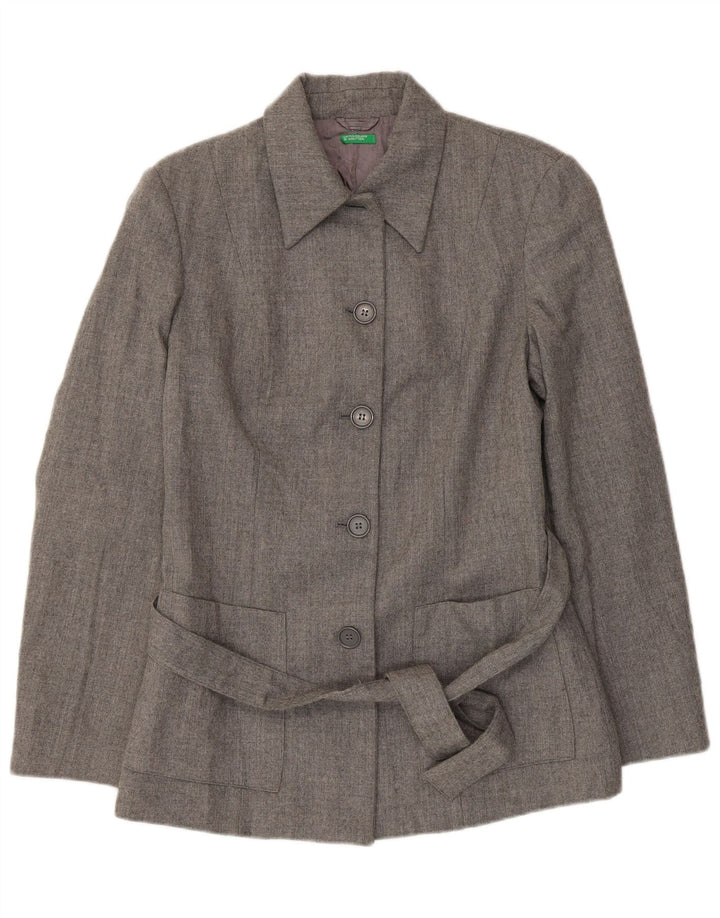 Benetton Dame 5-knaps blazerjakke IT 44 Medium Grey Virgin Wool
