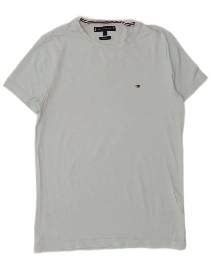 TOMMY HILFIGER Herre Extra Slim T-Shirt Top Lille Blå Bomuld