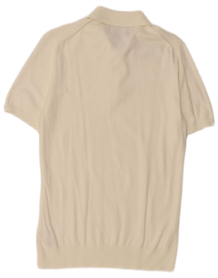 Marks & Spencer Herre Kortærmet Polo Neck Sweater Small Off White