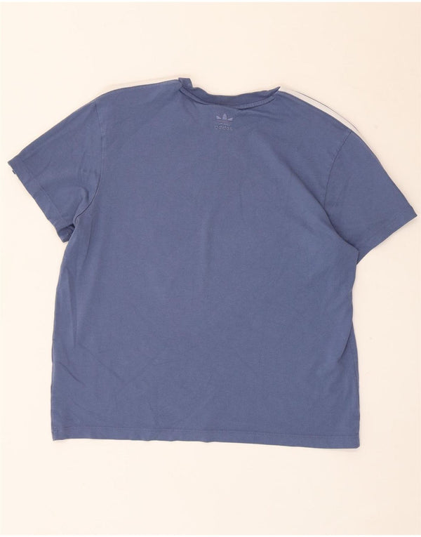 Adidas Dame Grafisk T-Shirt Top UK 14 Medium Blue Bomuld