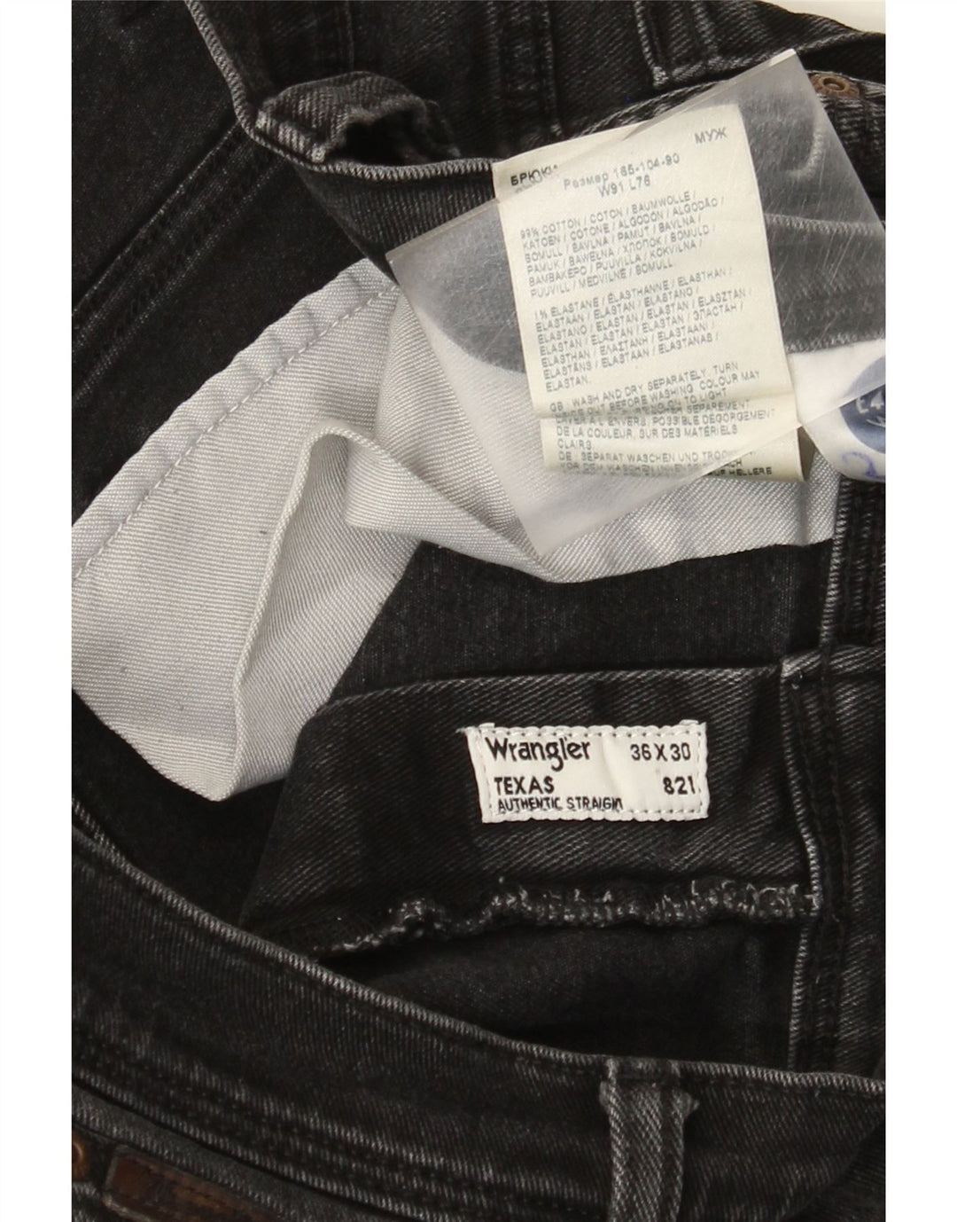 Wrangler Herre Texas Straight Jeans W36 L26 Sort Bomuld