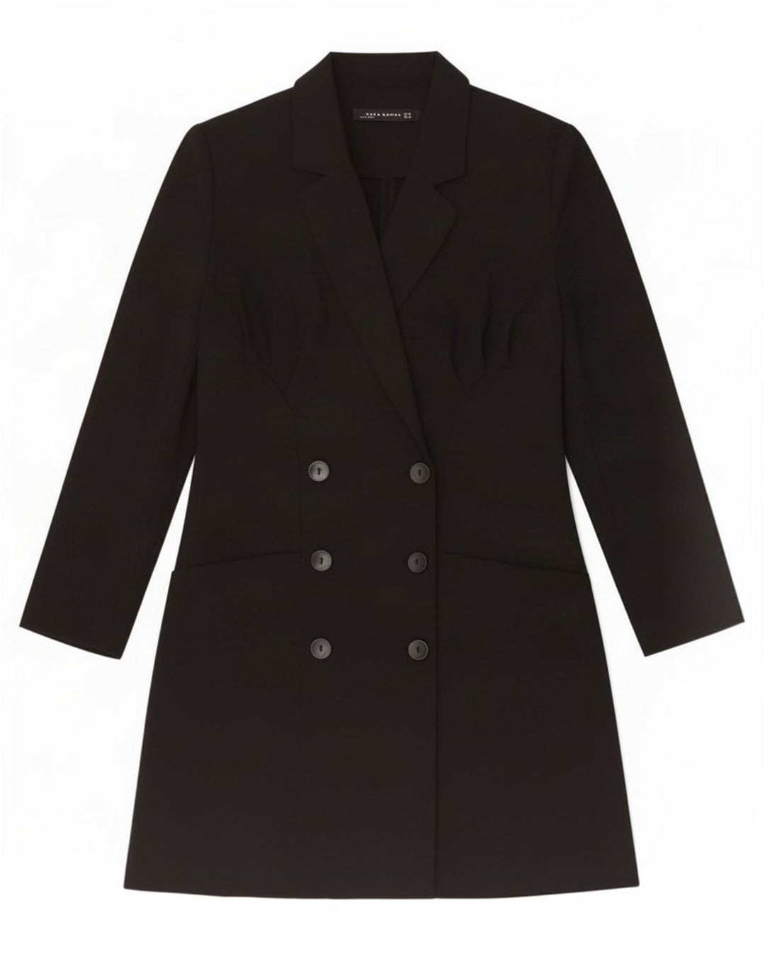 Zara Dame Dobbeltradet Frakke UK 12 Medium Sort