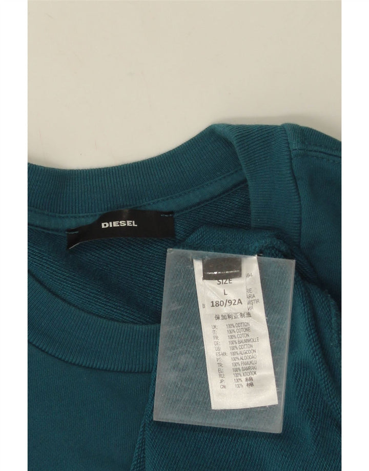 Diesel Herre Grafisk Sweatshirt Jumper Stor Blå Bomuld