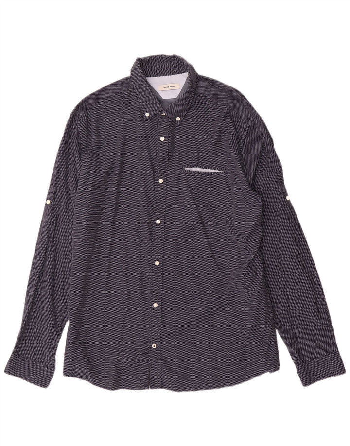 Jack & Jones herreskjorte 2XL marineblå geometrisk bomuld