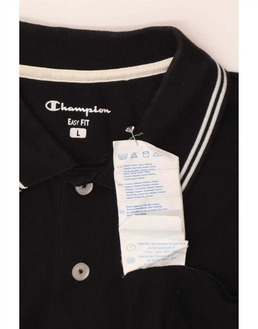 Champion Herre Easy Fit Polo Shirt Stor sort bomuld
