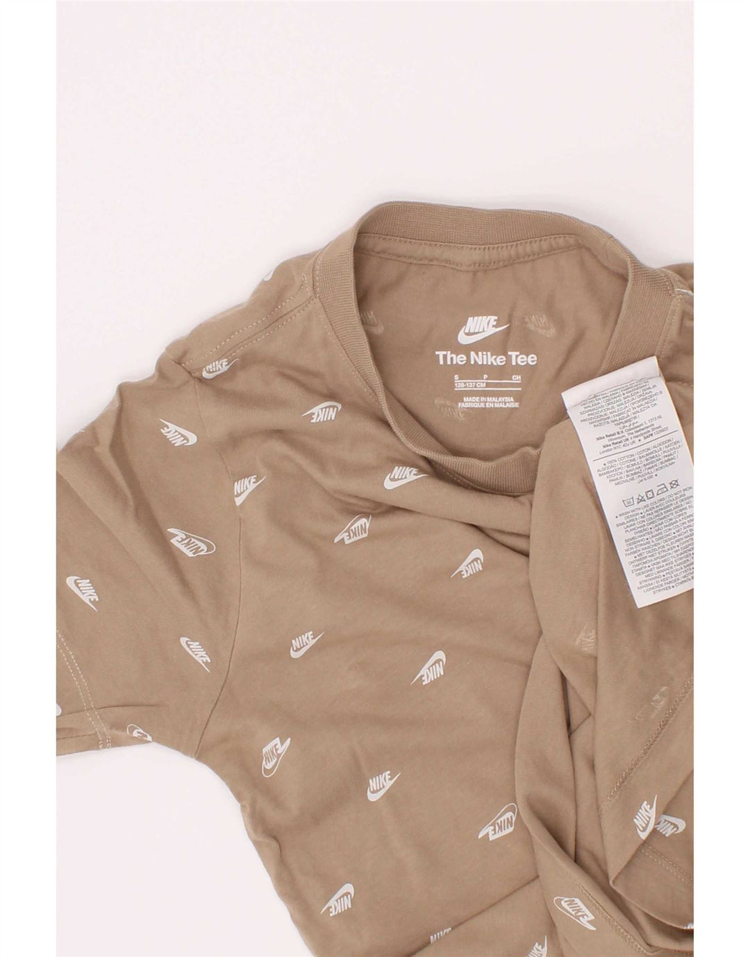 Nike drenge grafisk t-shirt top 8-9 år lille beige bomuld
