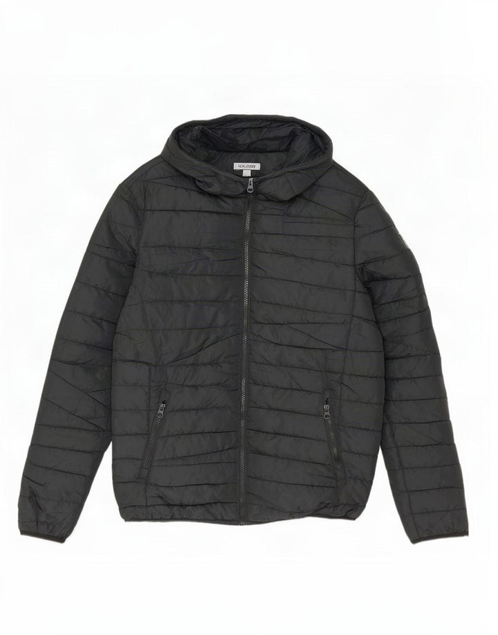 Jack & Jones Herre hættepolstret jakke UK 36 Lille sort polyester