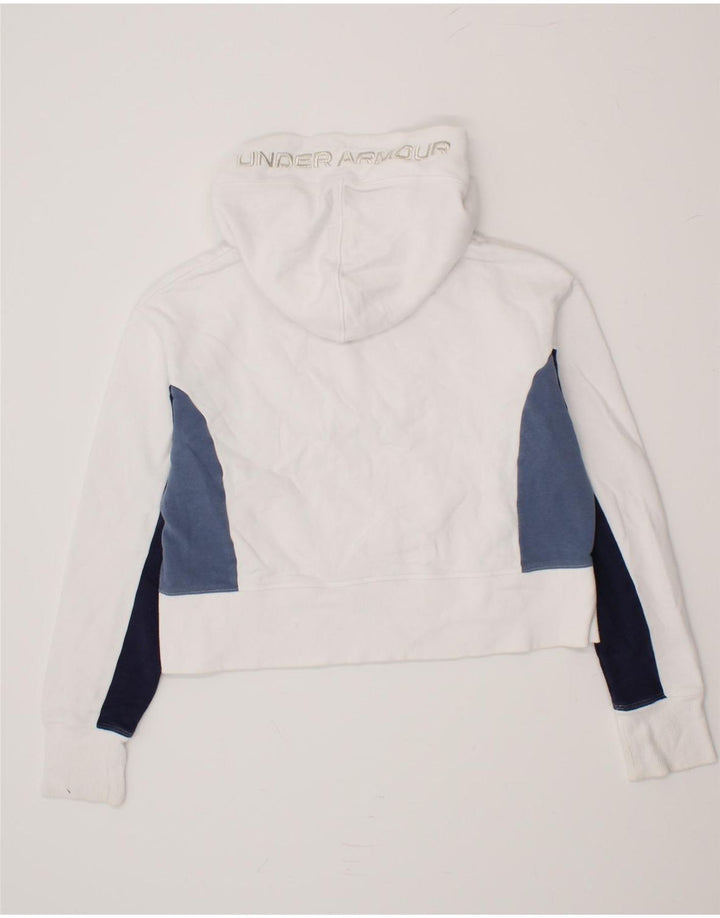 UNDER ARMOUR Womens Oversized Crop Hoodie Jumper UK 14 Medium White Vintage Under Armour and Second-Hand Under Armour from Messina Hembry 