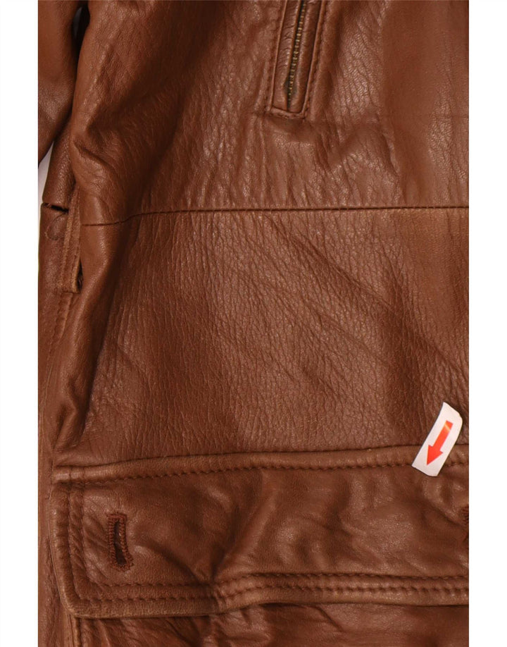 Vintage læderfrakke til kvinder IT 50 XL Brun