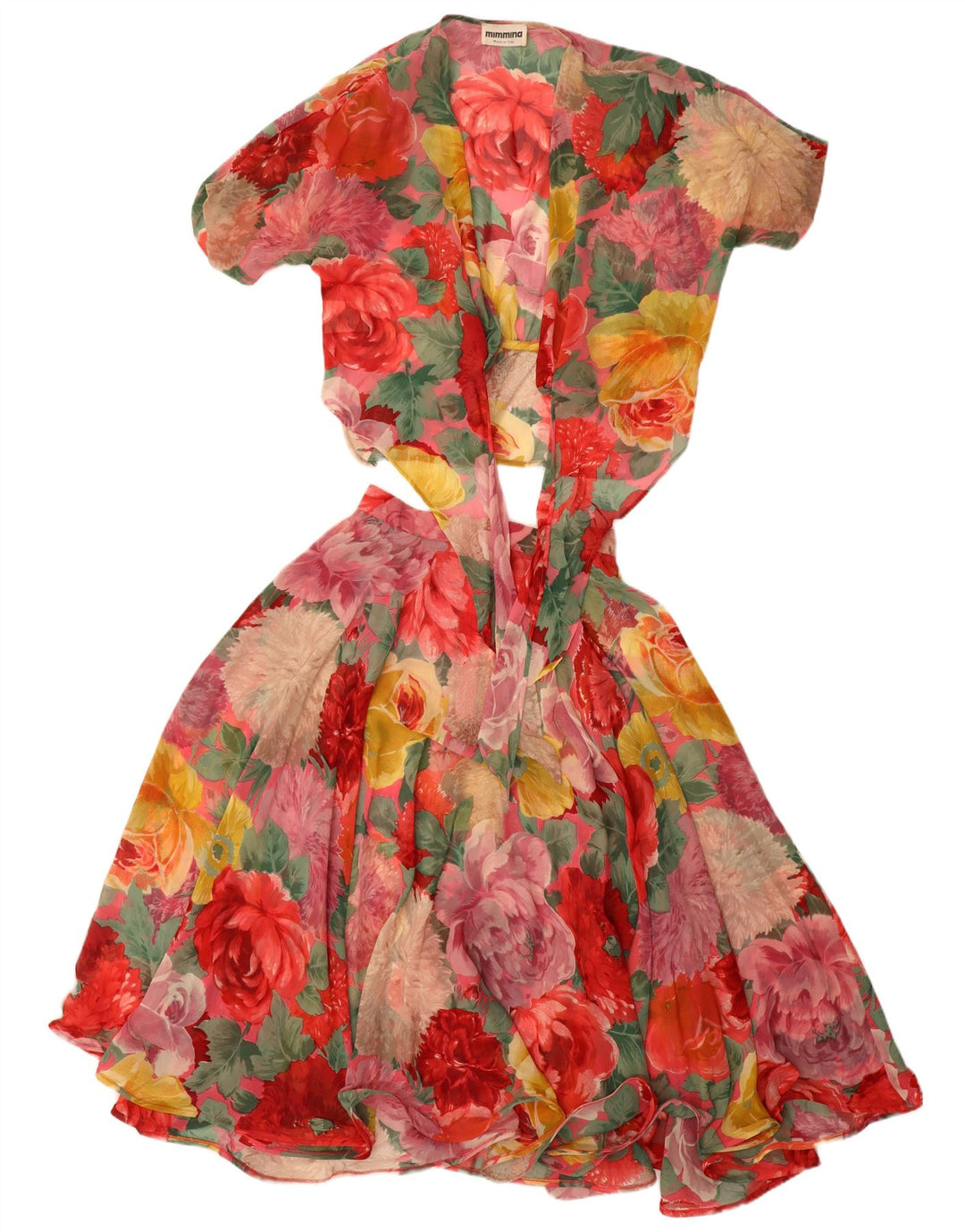 Vintage kvinders 2-delt nederdelsæt IT 42 Medium W26 Flerfarvet blomster