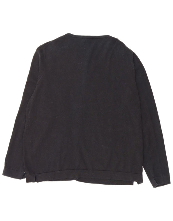 Laura Ashley Womens Cardigan Sweater UK 16 Large Black Cotton