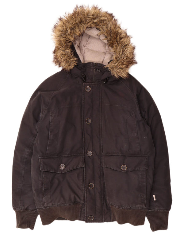 Timberland Herre hættepolstret jakke UK 38 Medium Sort Bomuld