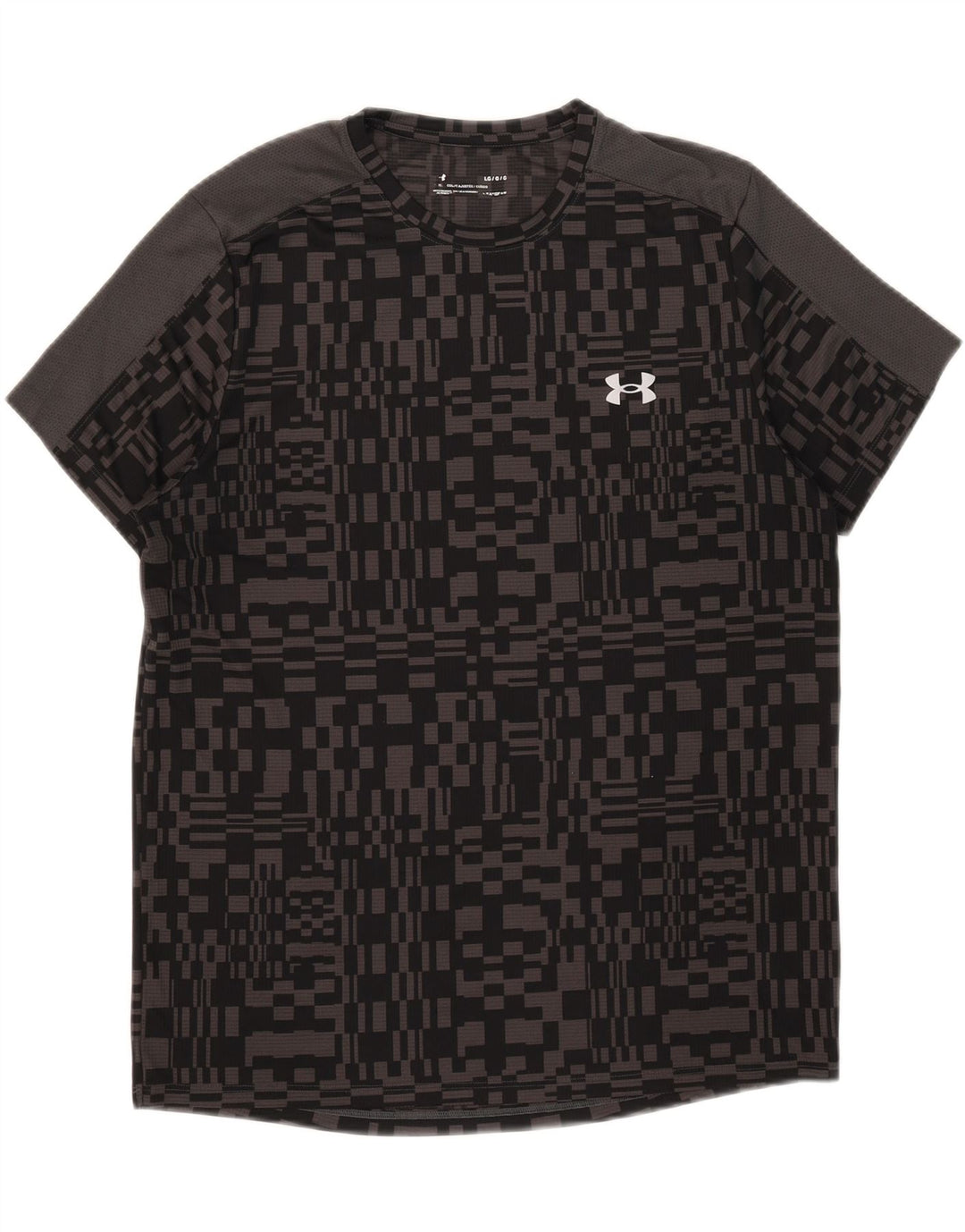 Under Armour Herre Heat Gear T-Shirt Top Stor Sort Geometrisk Polyester