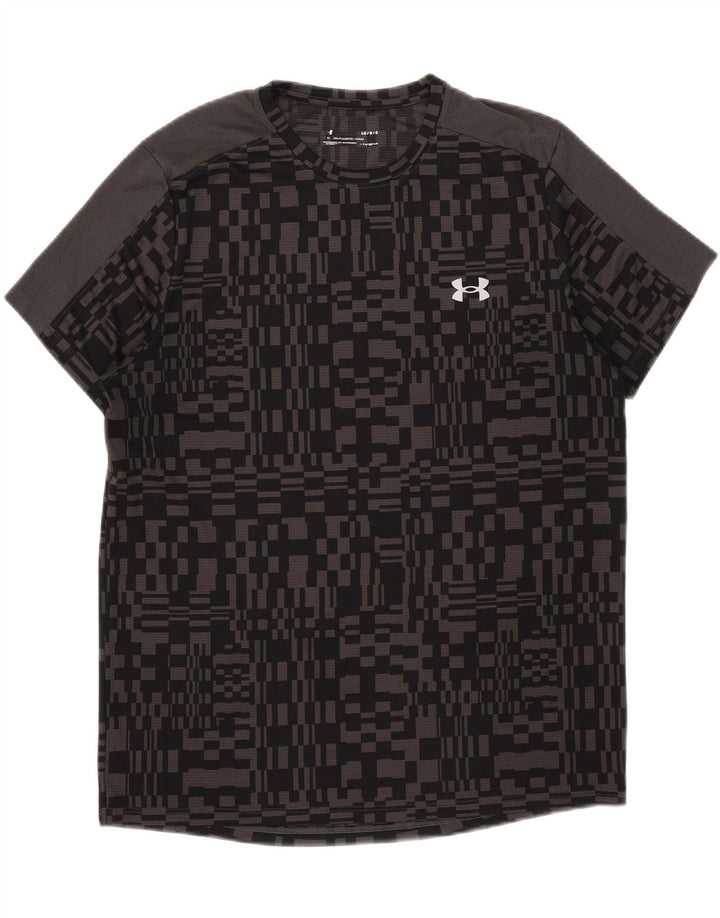 Under Armour Herre Heat Gear T-Shirt Top Stor Sort Geometrisk Polyester