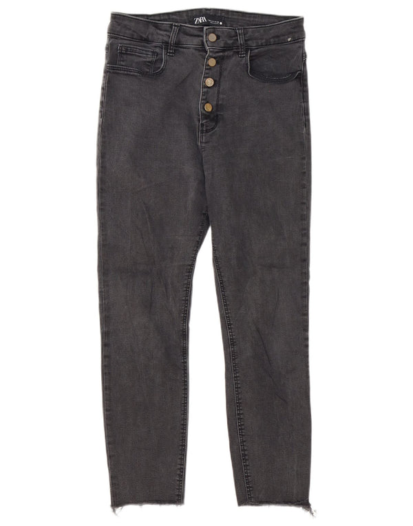 Zara Dame Skinny Cropped Jeans EU 38 Small W28 L24 Grå Bomuld