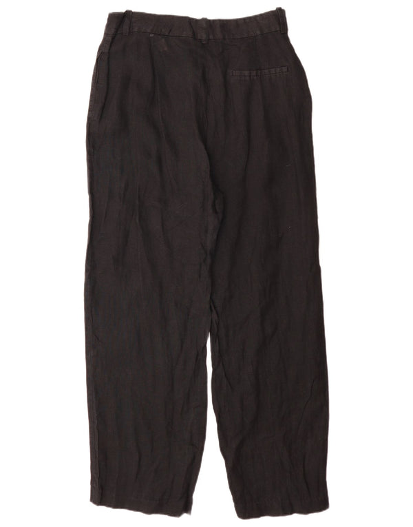 Zara Kvinder Højtaljet Wide Ben Chino Bukser Large W30 L30 Sort Linned